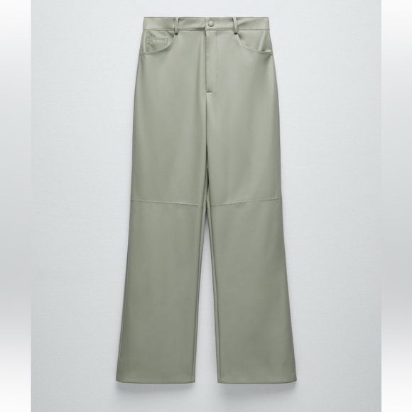 NWOT ZARA FAUX LEATHER STRAIGHT LEG PANTS - Picture 1 of 9
